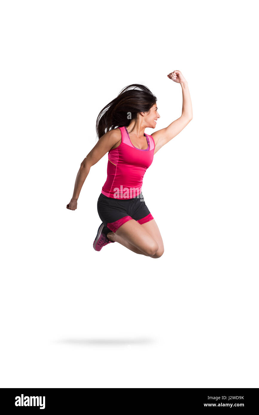 Vital and athletic girl jump Stock Photo