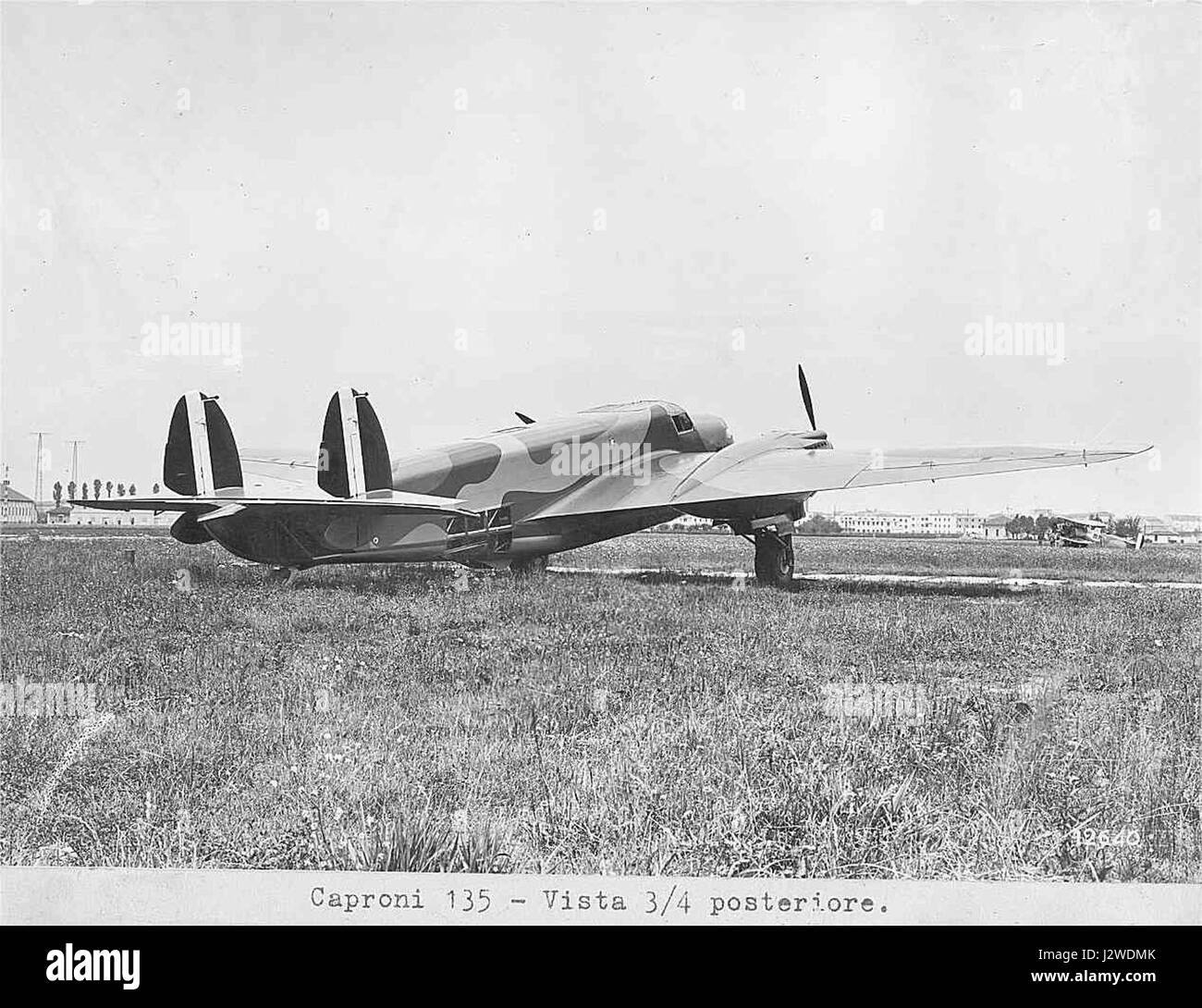 1937-aereo-bimotore-Caproni-135-A-vista-posteriore Stock Photo