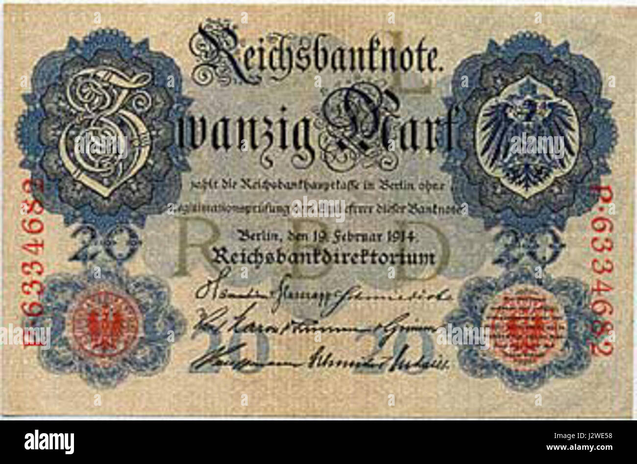 20 deutsche mark 1914 Stock Photo