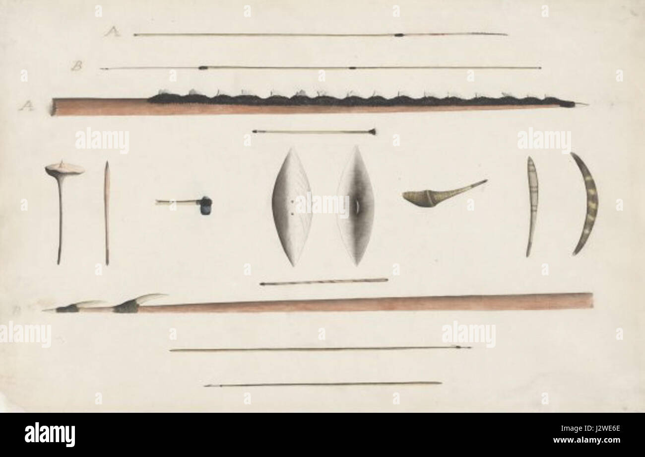 Aboriginal hunting implements and weapons Stock Photo Alamy