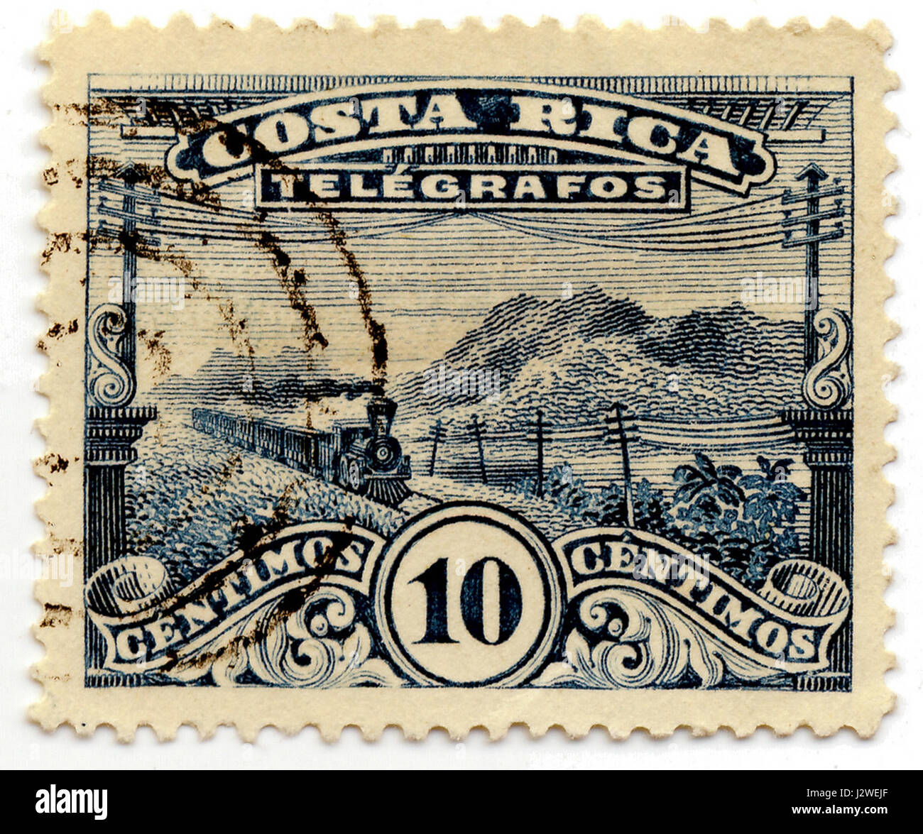 1907 10c telegraph stamp of Costa Rica Stock Photo - Alamy