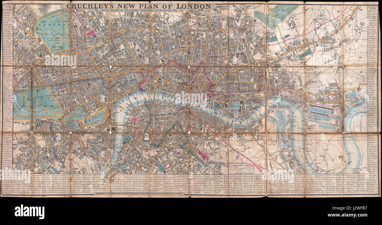 1849 Cruchley Pocket Map of London, England Geographicus London