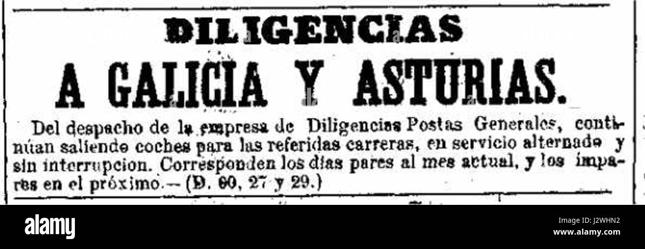 1860-diligencias-a-Galicia-y-Asturias Stock Photo