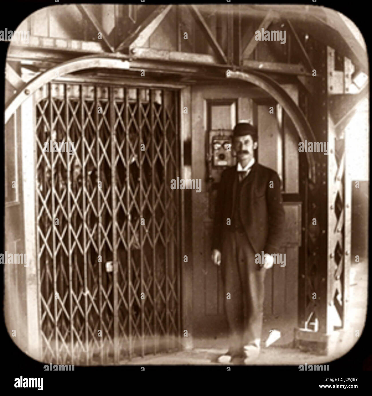 Blackpool Tower Top Lift 1895 Stock Photo Alamy