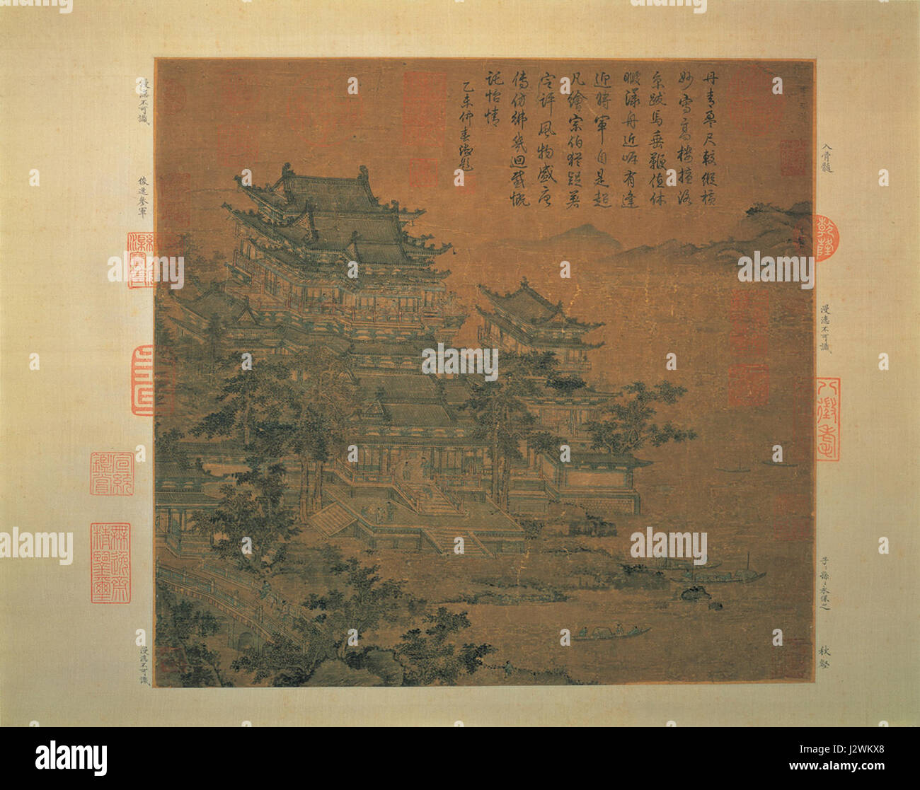 Attributed to Li Zhaodao The Loyang Tower 37.5 x 39.7 cm NPM Taipei Stock Photo
