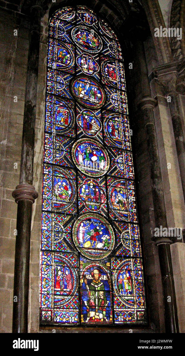 Canterbury Cathedral 010 Window with St Thomas of Canterbury Stock Photo