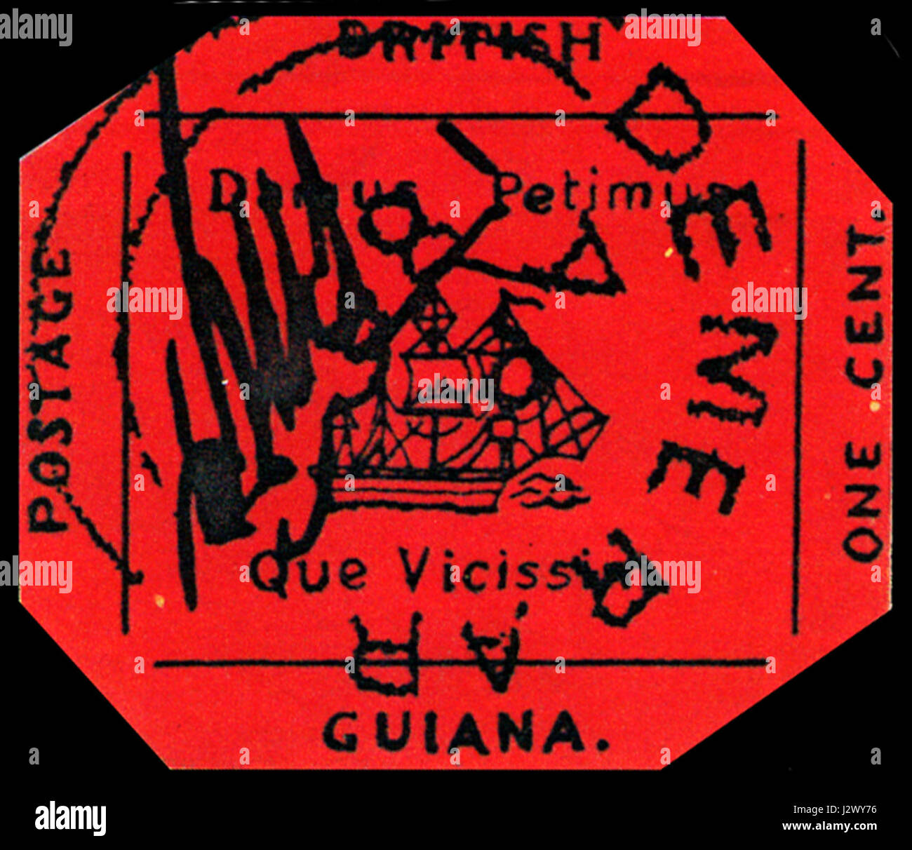 British guiana 1c magenta reconstitution Stock Photo Alamy