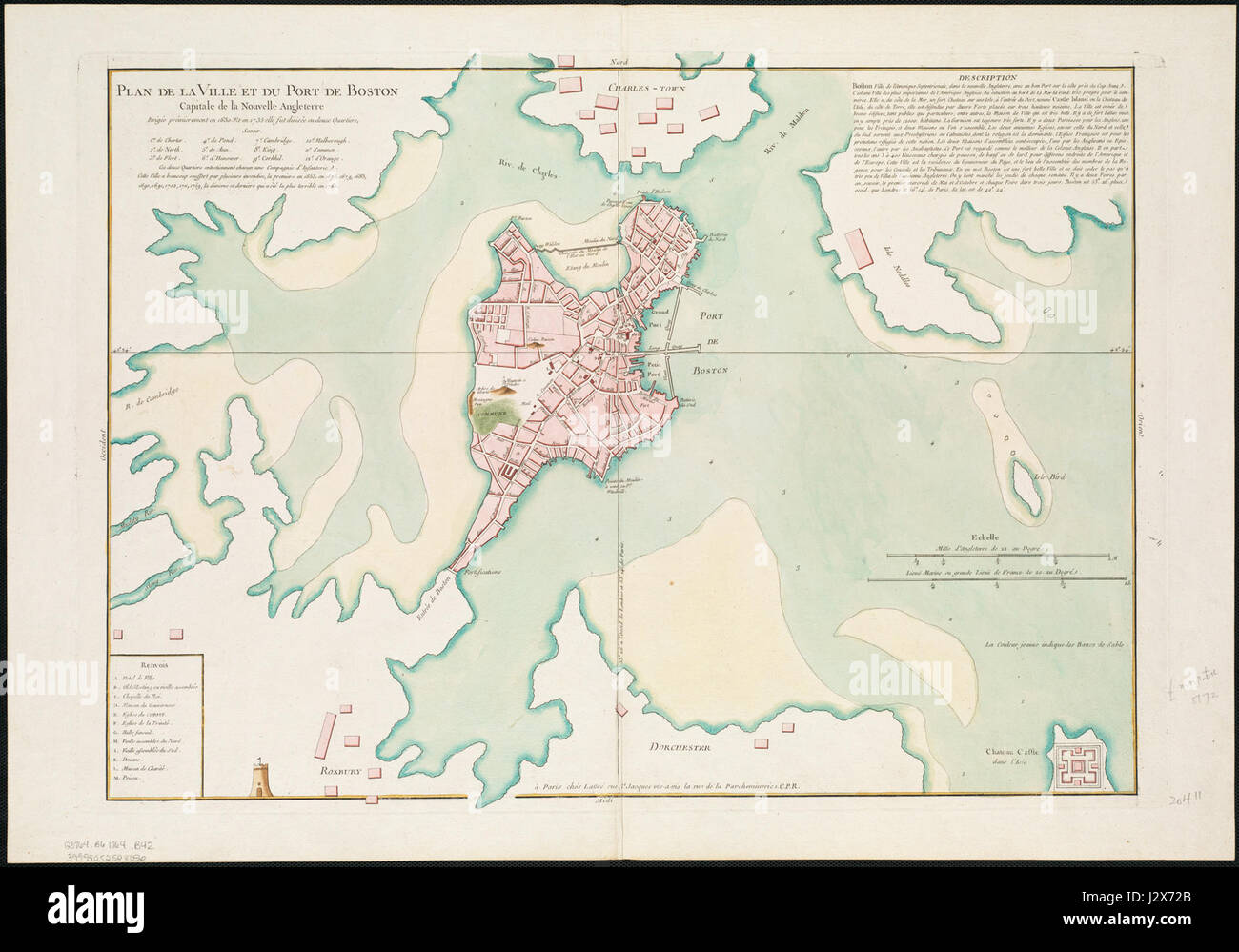 Boston Old Map Stock Photo
