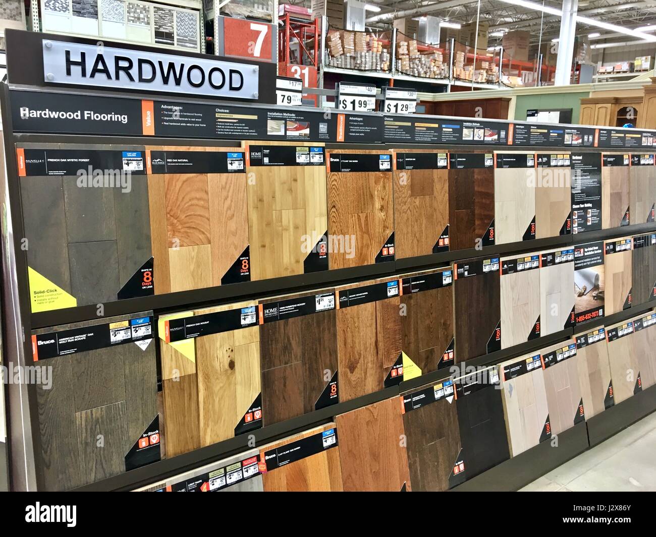 Hardwood floor selection at The Home Depot Stock Photo