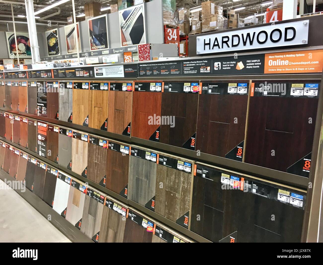 Hardwood floor selection at The Home Depot Stock Photo