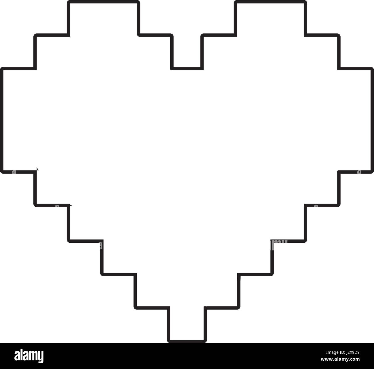 Heart symbol pixel art Black and White Stock Photos & Images - Alamy