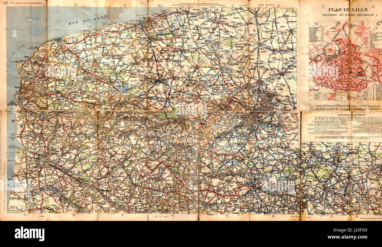 Carte ancienne du Nord-Pas-de-Calais Stock Photo