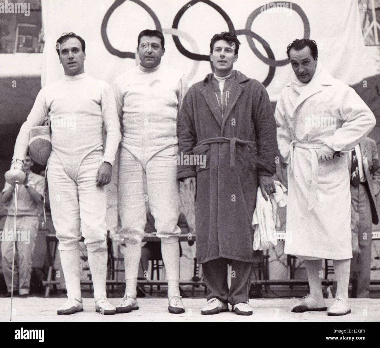 Carlo Pavesi, Giuseppe Delfino, Alberto Pellegrino, Edoardo Mangiarotti 1960 Stock Photo