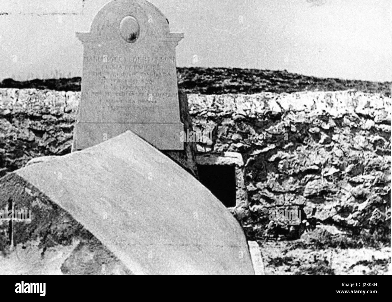 The tomb of Mariangela Bertoleoni located on Tavolara Island, Italy, a historical and cultural landmark. Stock Photo