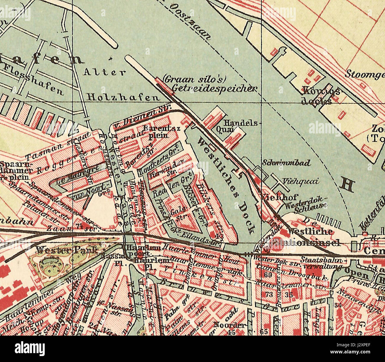 Amsterdam Westelijke eilanden kaart Brockhaus Konversations Lexikon