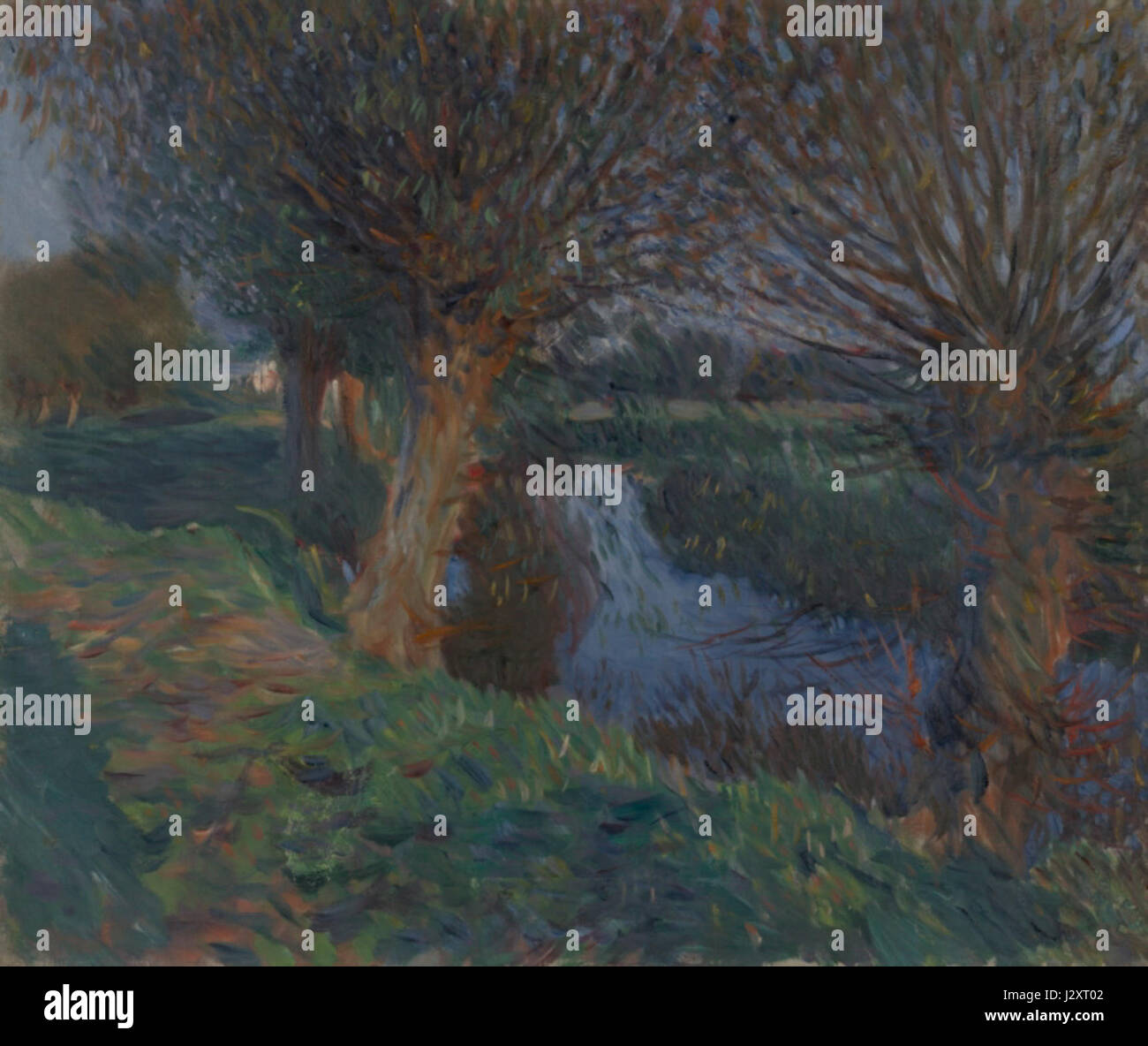 'At Calcot' is a work by John Singer Sargent, featuring a portrait or scene set at Calcot, which could reference the Calcot house or location. Sargent was known for his skillful portraiture and depiction of elegant social settings. Stock Photo