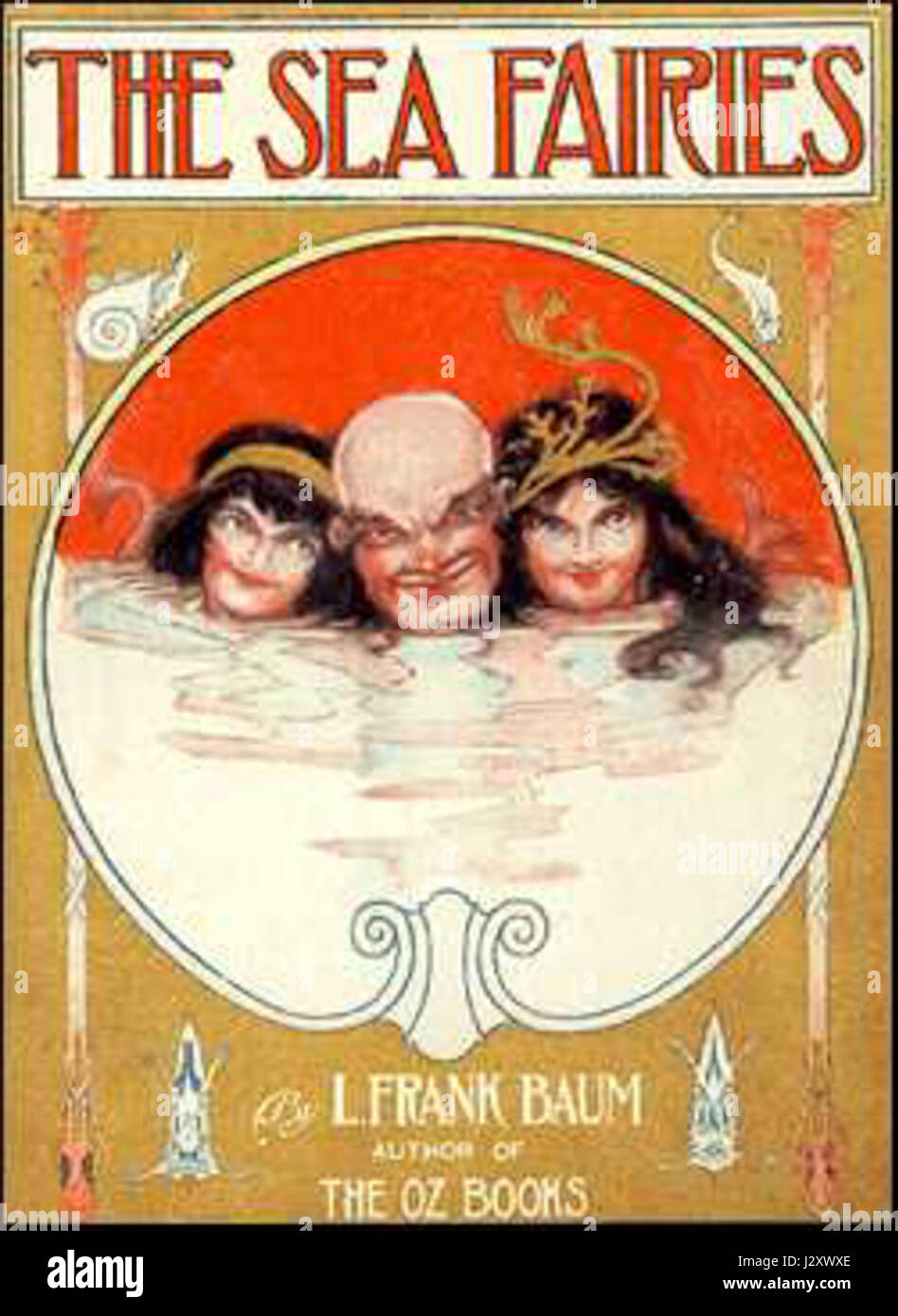 This illustration or painting, titled *Baum-Sea Fairies*, portrays fantastical sea creatures and fairies in an oceanic environment. The ethereal beings are depicted with intricate details, blending nature and mythology in a magical scene. Stock Photo