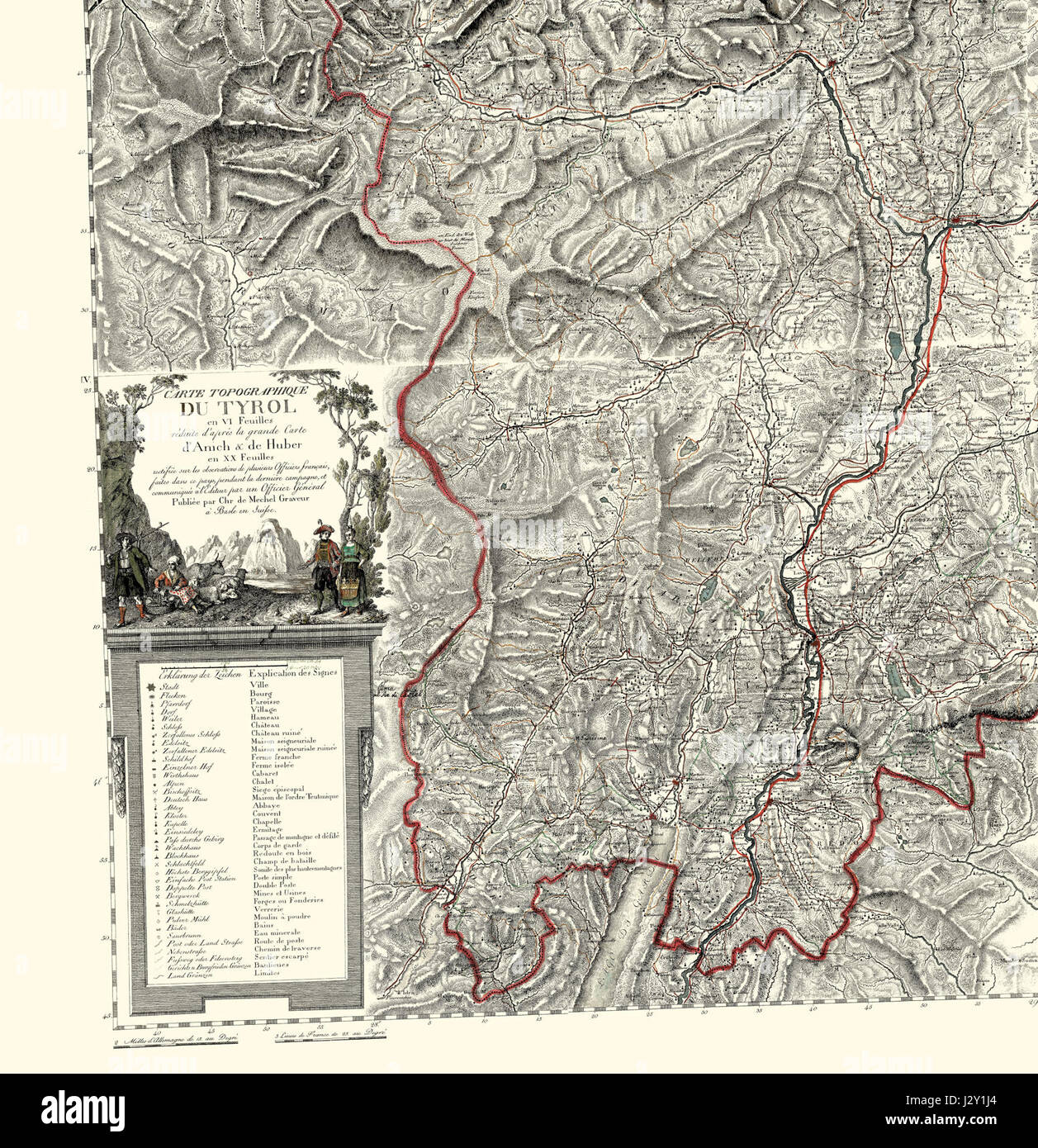 Carte topographique du Tyrol-3 Stock Photo