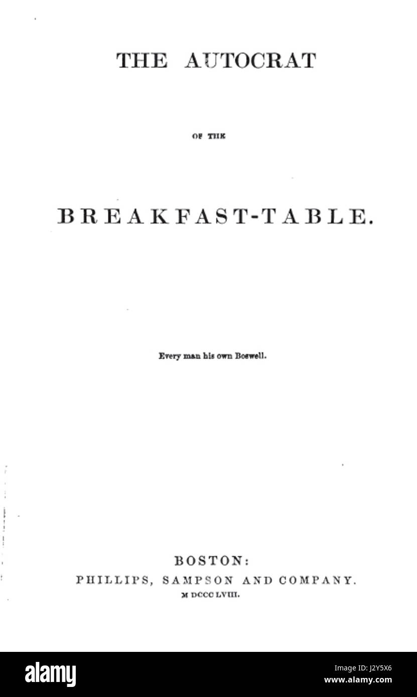 Autocrat of the Breakfast-Table Stock Photo
