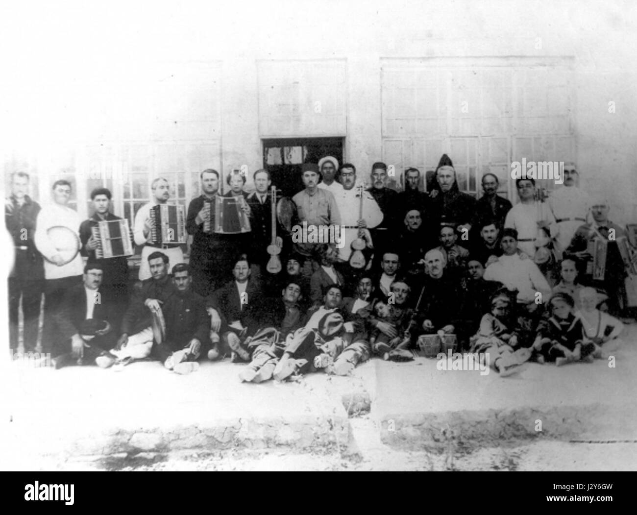 Azerbaijani folk musicians in Ganja in 1930 Stock Photo