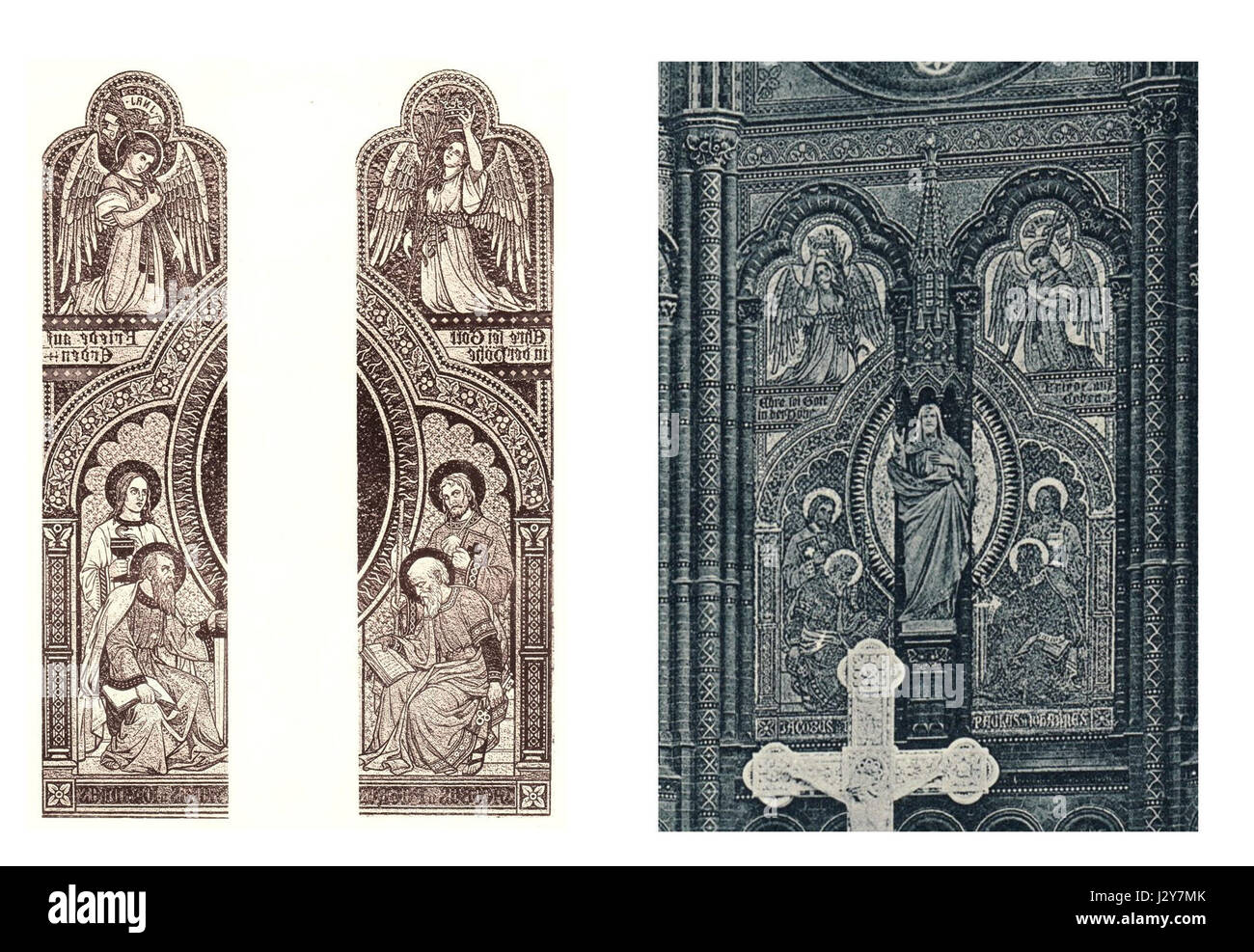 The Georgenkirche in Berlin is known for its historical mosaics, which are significant works of art, reflecting the church's cultural and religious importance. Stock Photo