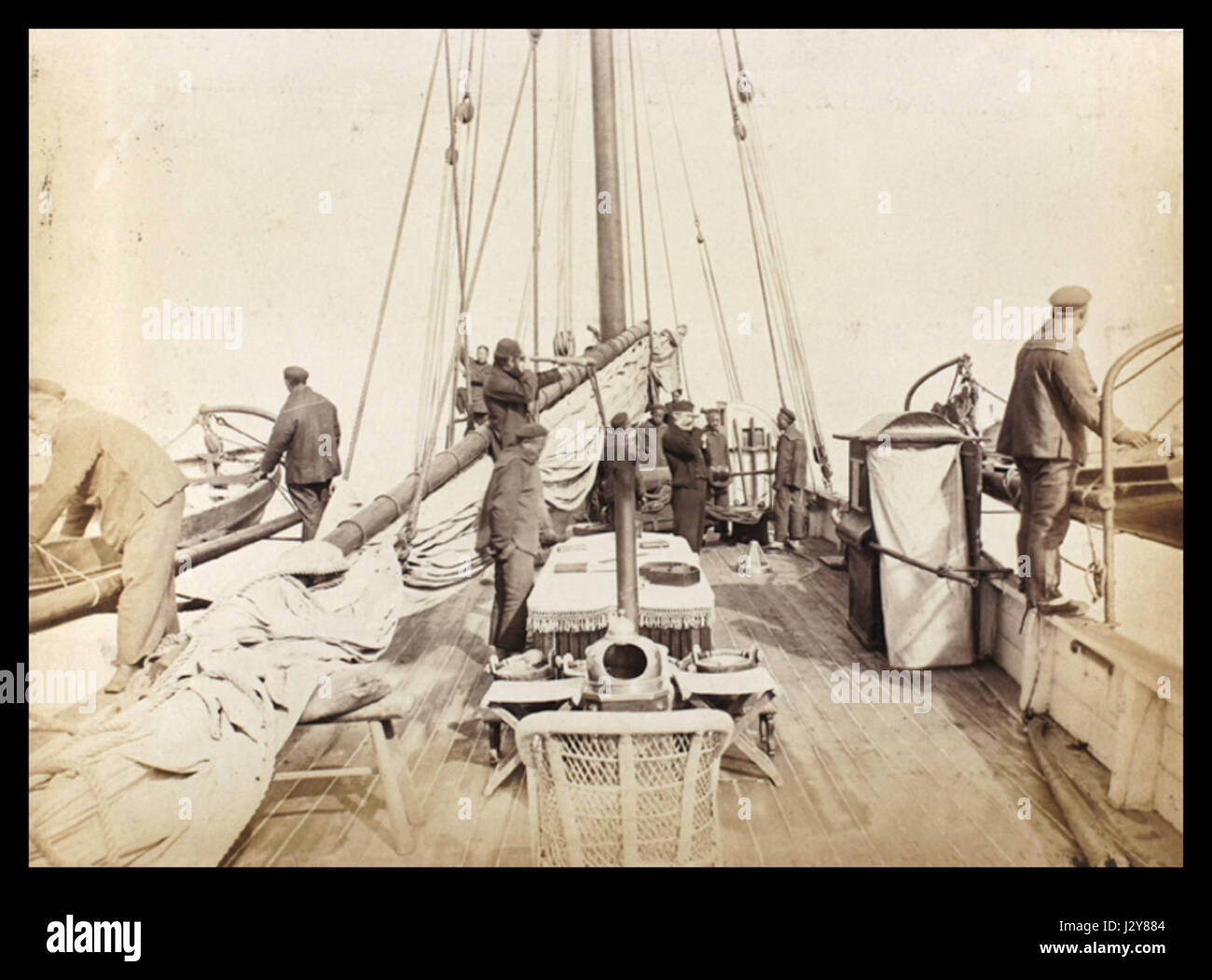 Boat towards Ningbo in 1860s Stock Photo