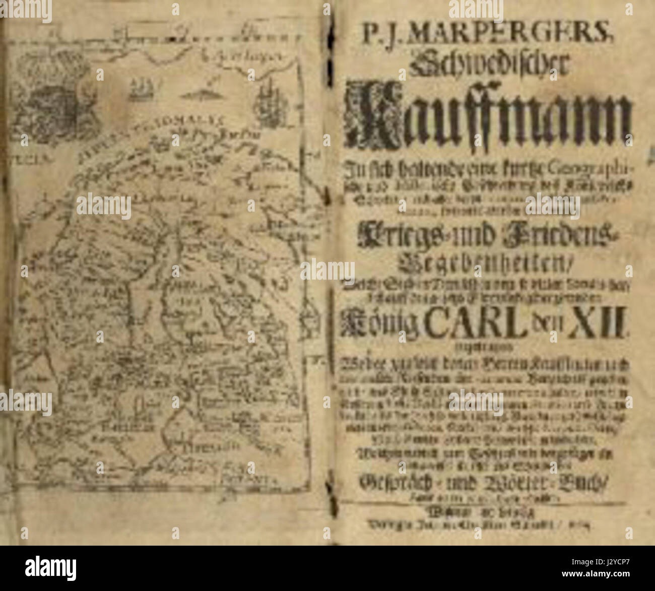 Beschreibung dess Konigreichs Schweden by PJ Marpeger 1706 Stock Photo