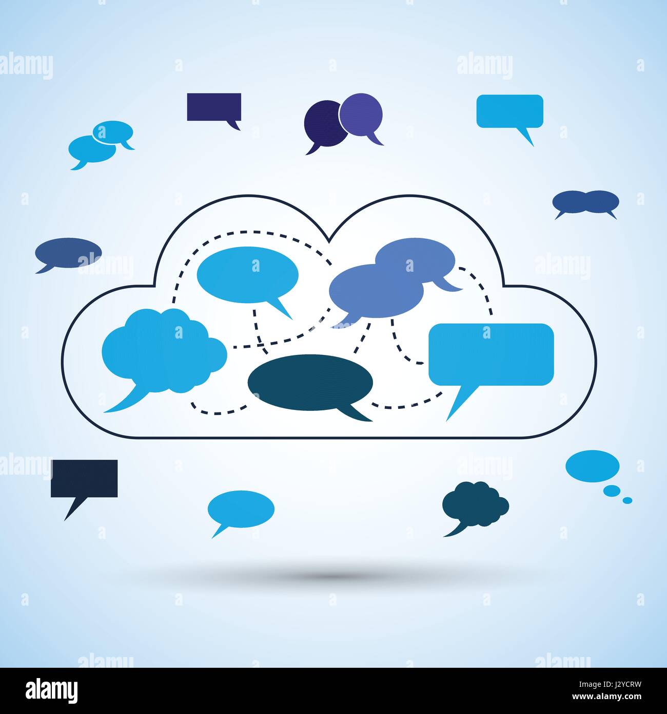 Blue Cloud Computing Concept Design With Speech Bubbles - Vector ...