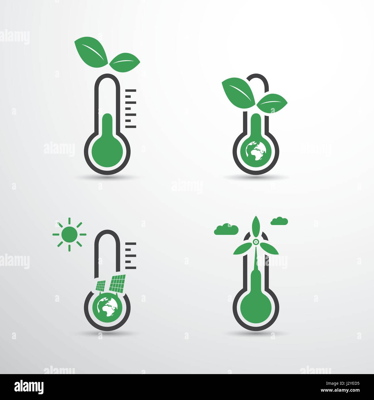Global Warming, Ecological Problems And Solutions - Thermometer Icon ...