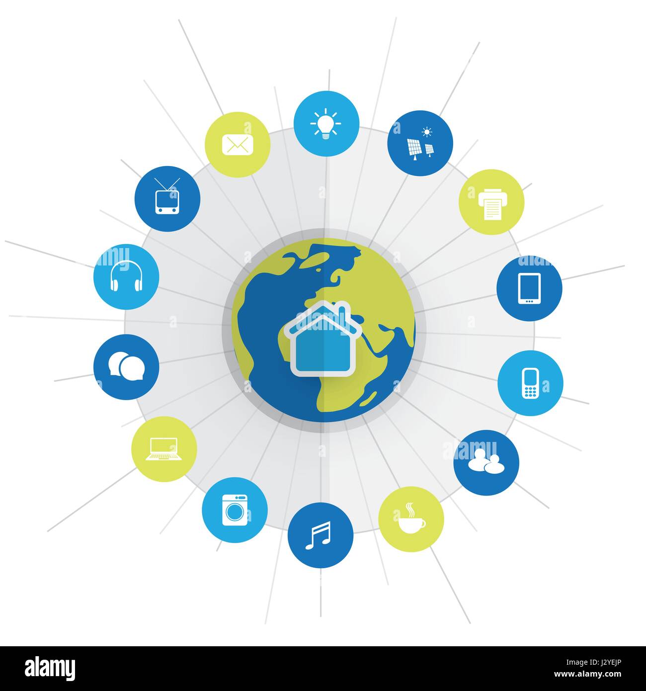 Eco Friendly Smart Home Design Concept with Icons - Cloud Computing ...