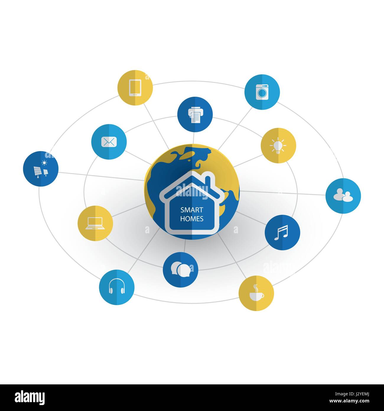 Eco Friendly Smart Home Design Concept with Icons - Cloud Computing ...