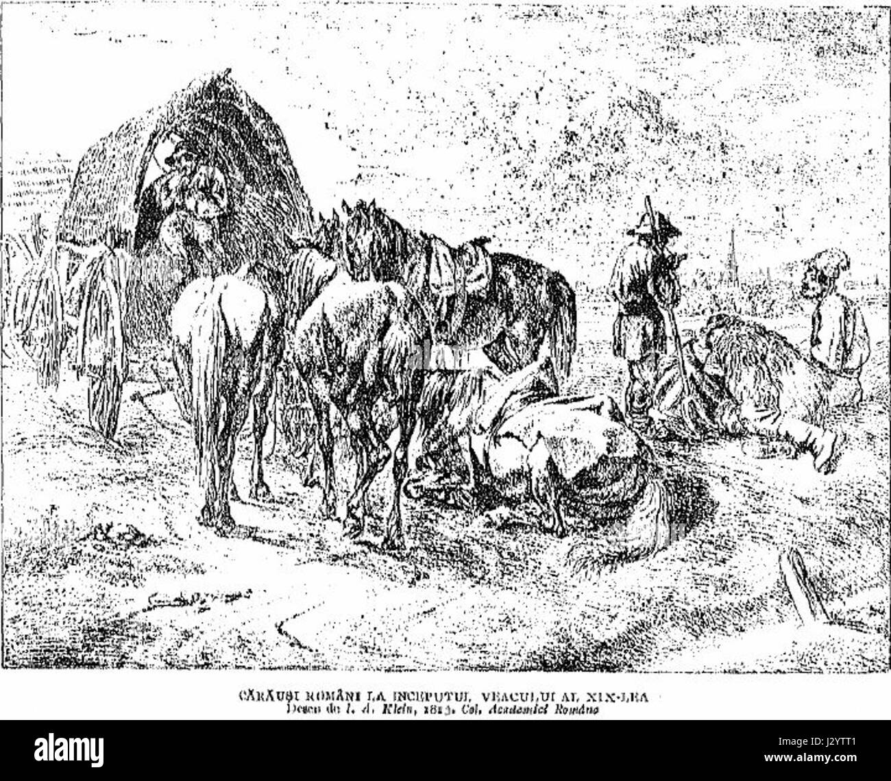 'Carausi Romani' refers to Roman soldiers from the 19th century, likely referencing the archaeological findings or historical studies of the Roman Empire during this time period. Stock Photo
