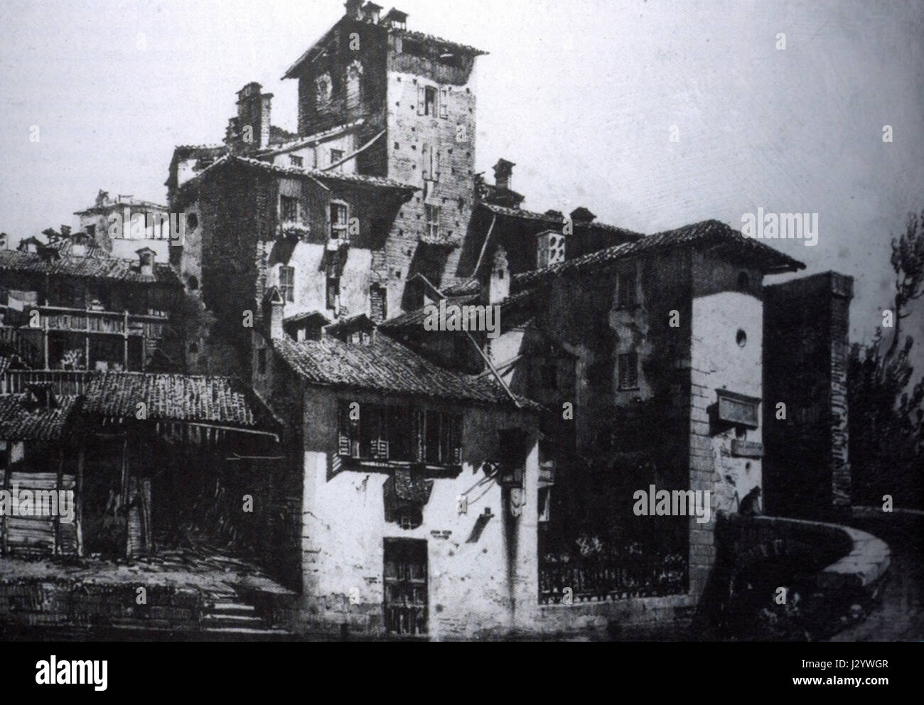 Porta ticinese medievale a Milano Stock Photo