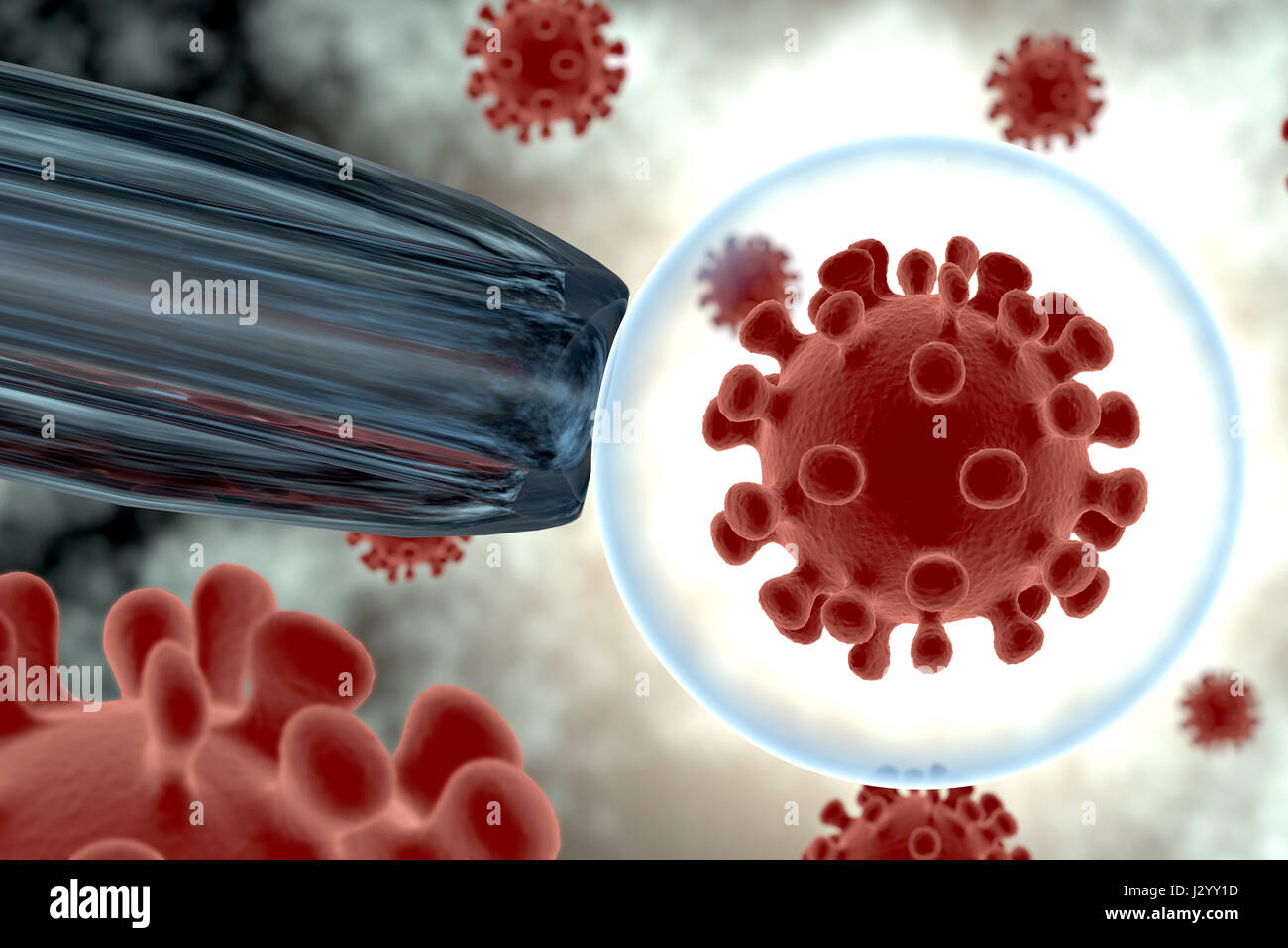 Rendering of a virus isolated in  an organism Stock Photo