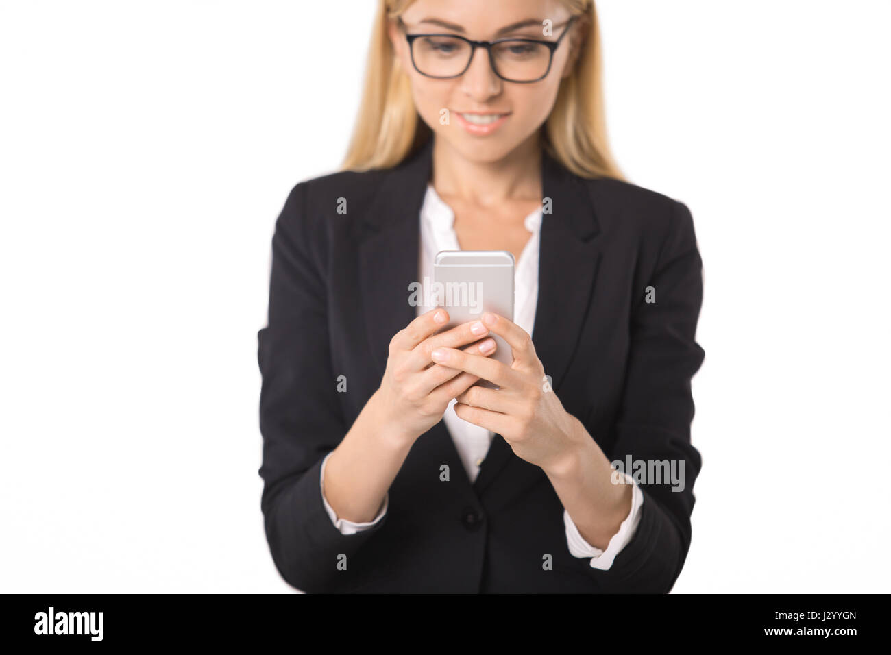 Young business woman portrait isolated on white Stock Photo - Alamy