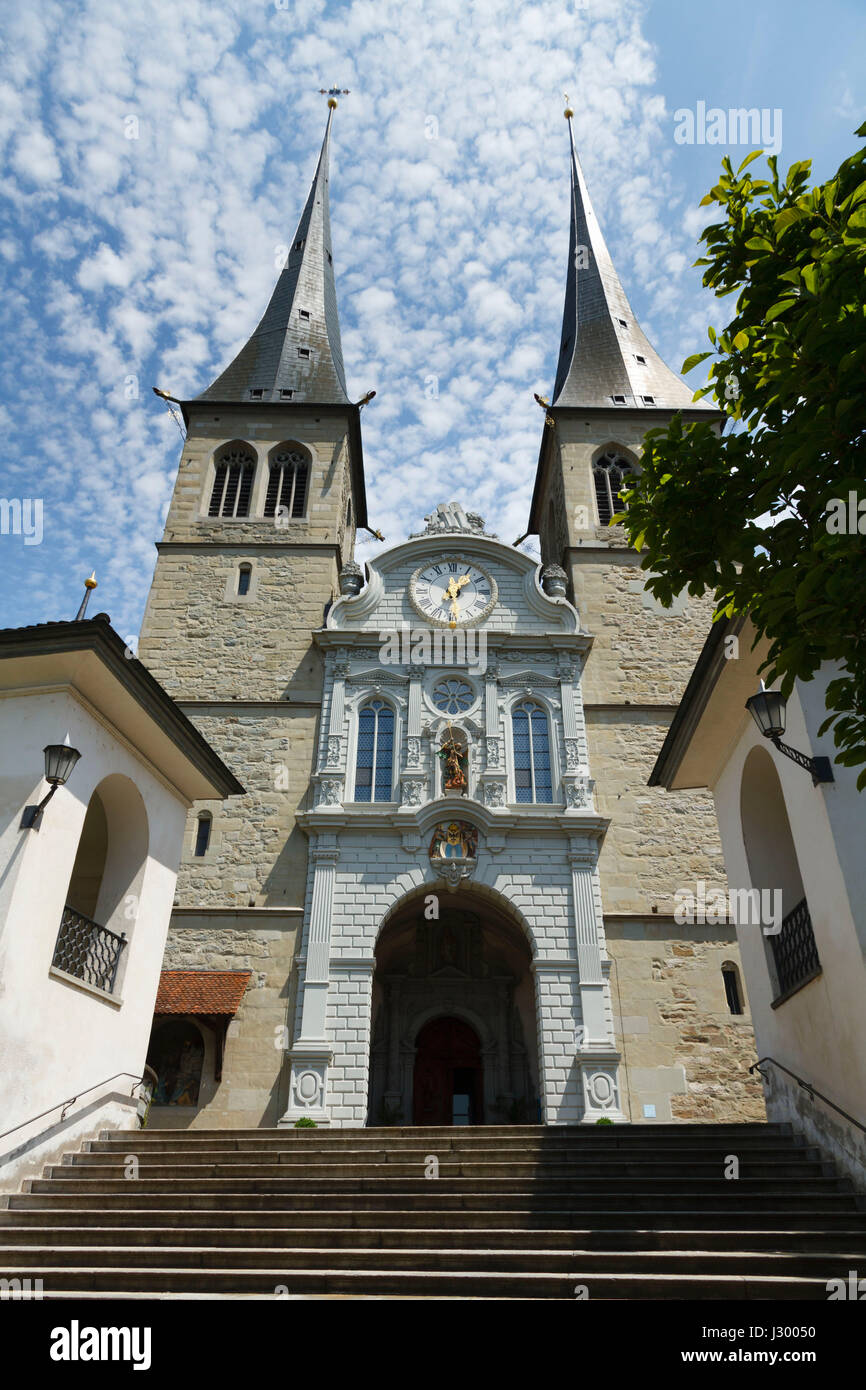 Hof church cathedral in Lucerne, Switzerland Stock Photo