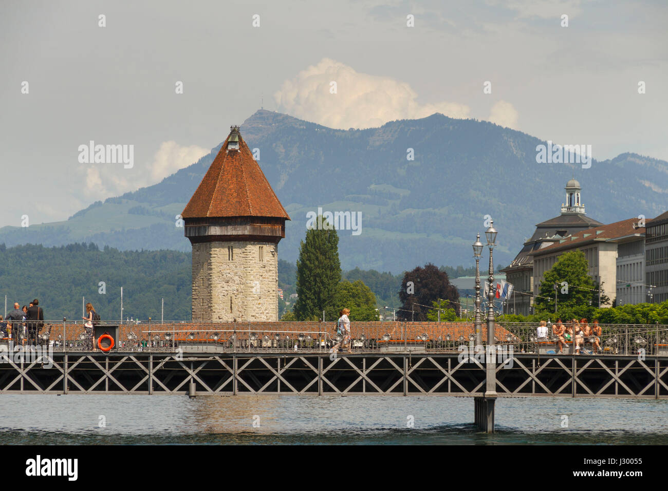 The Kapellbrücke or Chapel Bridge, Lucerne, Switzerland Stock Photo