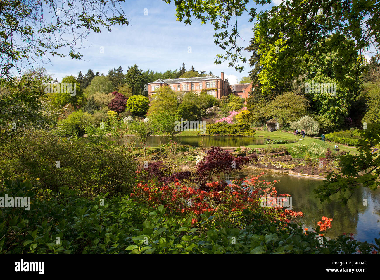 Hodnet Hall in Shropshire, England. View looking over the ornamental garden, noted for its gardens, created in 1922. Stock Photo