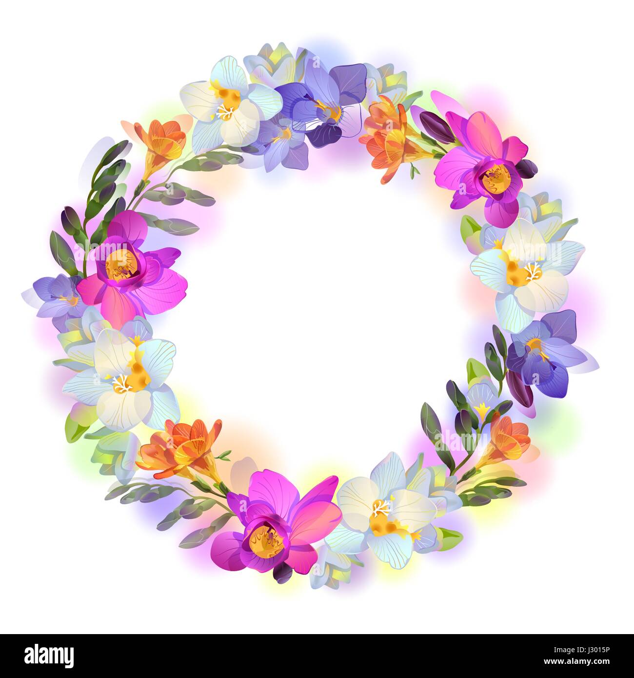 Vector card with freesia flowers garland Stock Vector