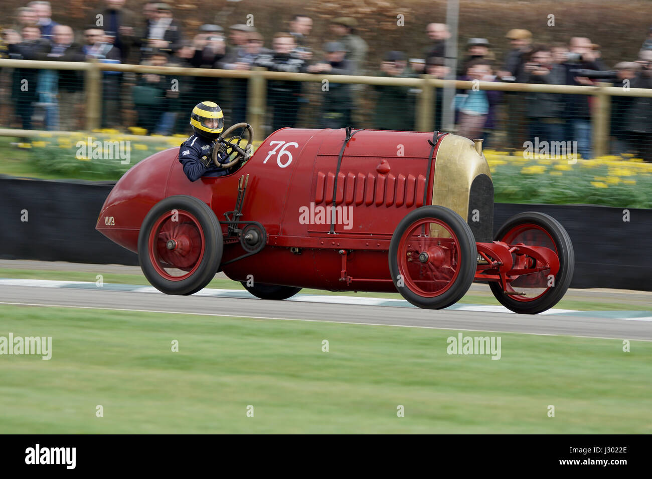 Duncan Pittaway driving the FIAT S76 'Beast of Turin' at the 75th Goodwood Members Meeting Stock Photo