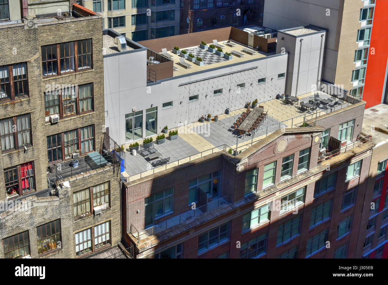 Rooftops of Midtown Manhattan skyscrapers in New York City Stock Photo