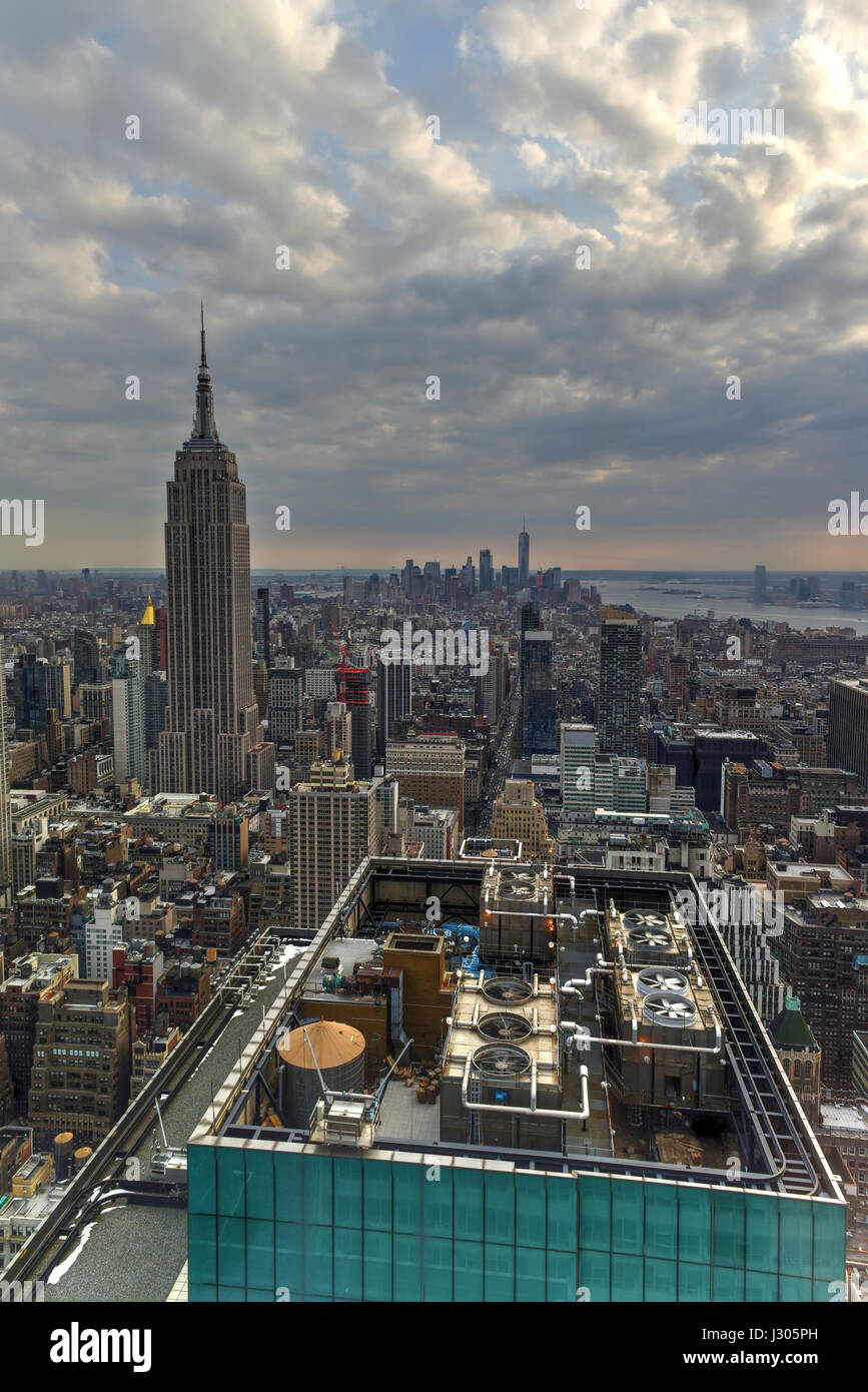 Aerial view of Midtown and Downtown Manhattan, New York City Stock ...