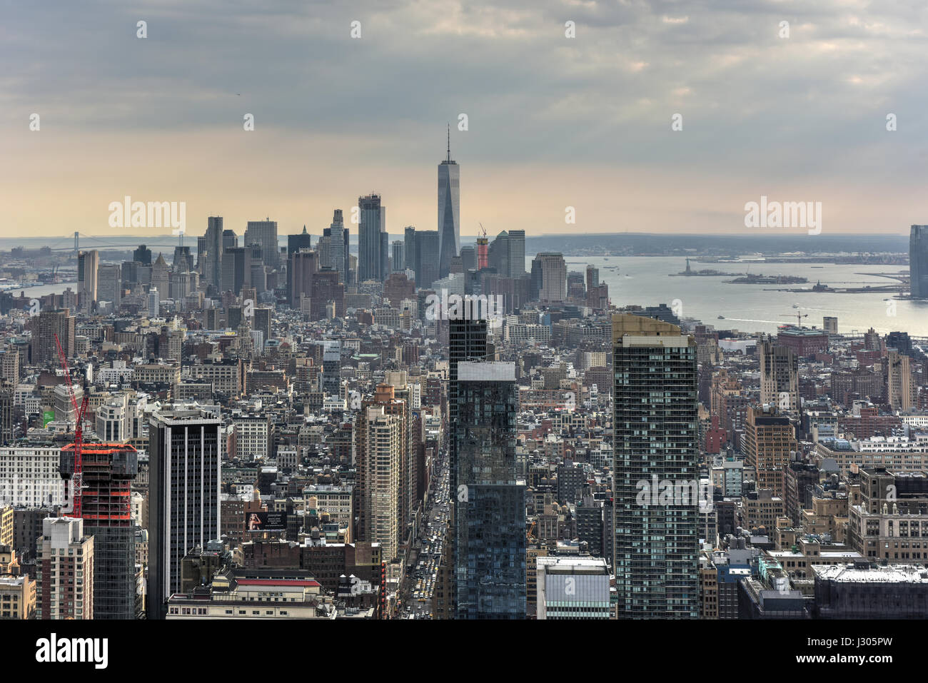 Aerial view of Midtown and Downtown Manhattan, New York City Stock ...