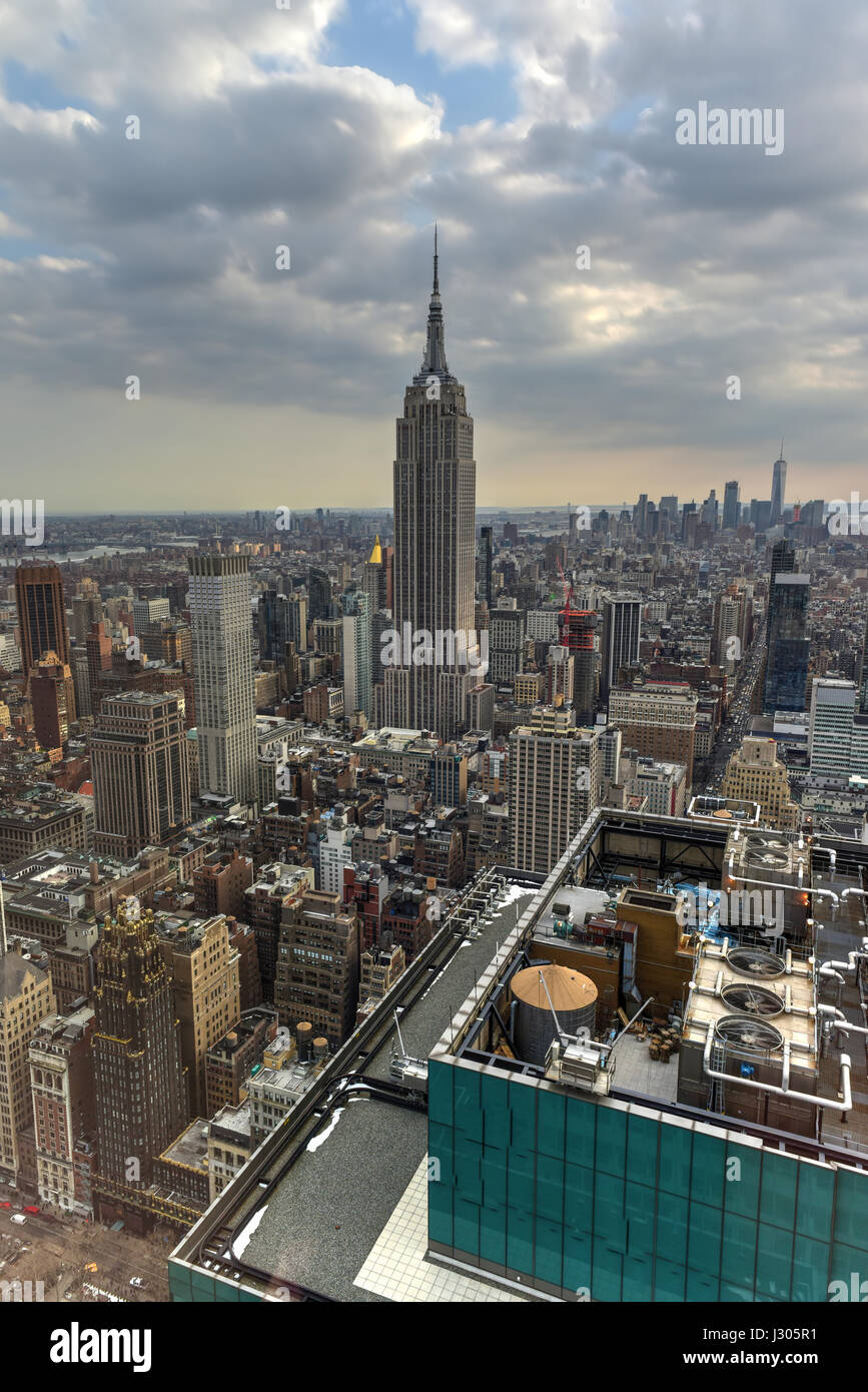 Aerial view of Midtown and Downtown Manhattan, New York City Stock ...