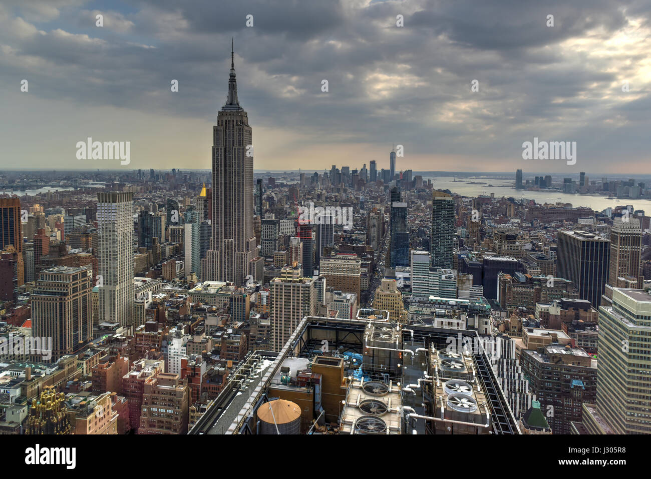 Aerial view of Midtown and Downtown Manhattan, New York City Stock ...