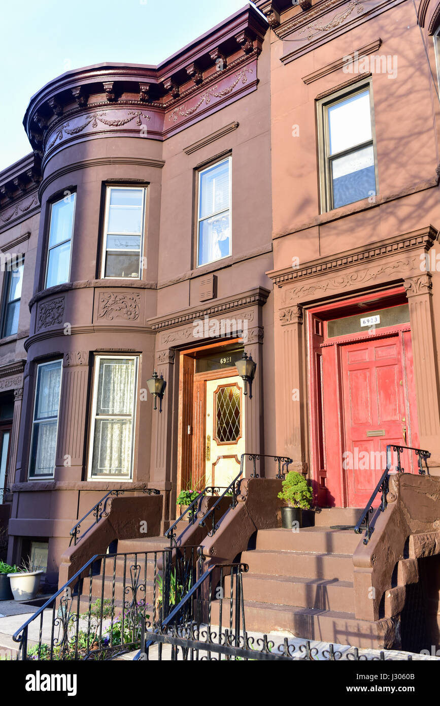 Brooklyn Brownstones in Bay Ridge, Brooklyn in New York City Stock