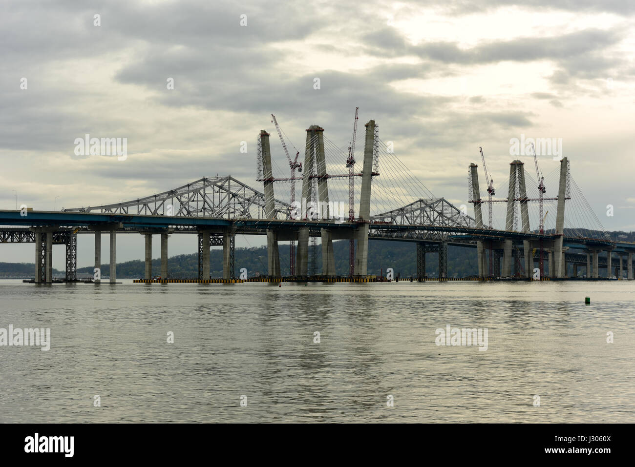 The new Tappan Zee bridge under construction across the Hudson River in New York. Stock Photo