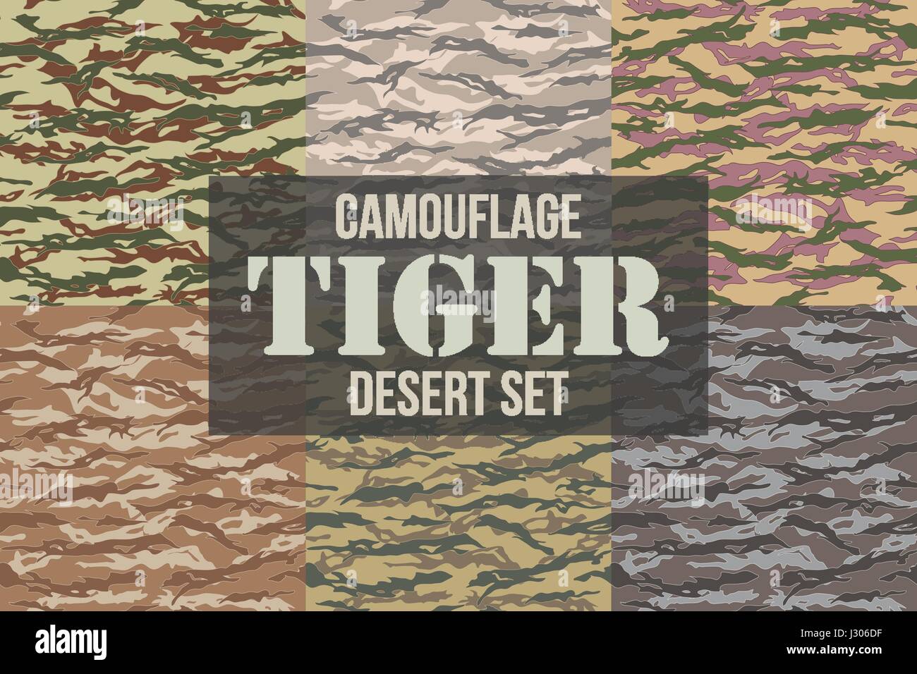 Tiger stripe Camouflage seamless patterns Stock Vector