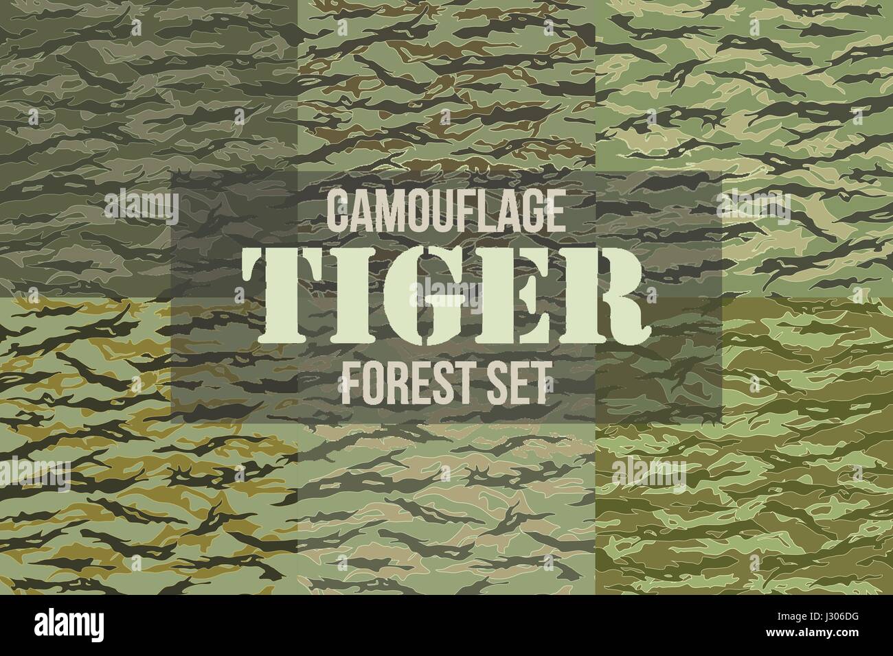 Tiger stripe Camouflage seamless patterns Stock Vector
