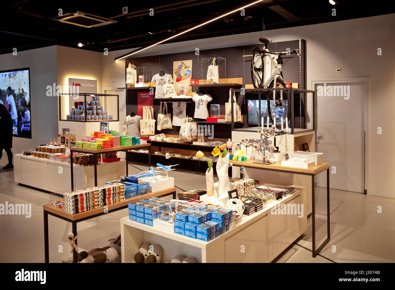 I am Amsterdam shop interior on central station in Amsterdam, Netherlands Stock Photo